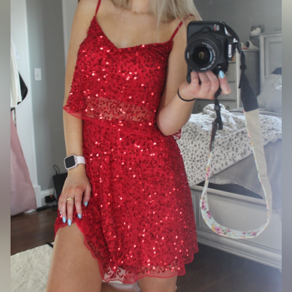 Ashley Lauren 2 peice sparkly red dress